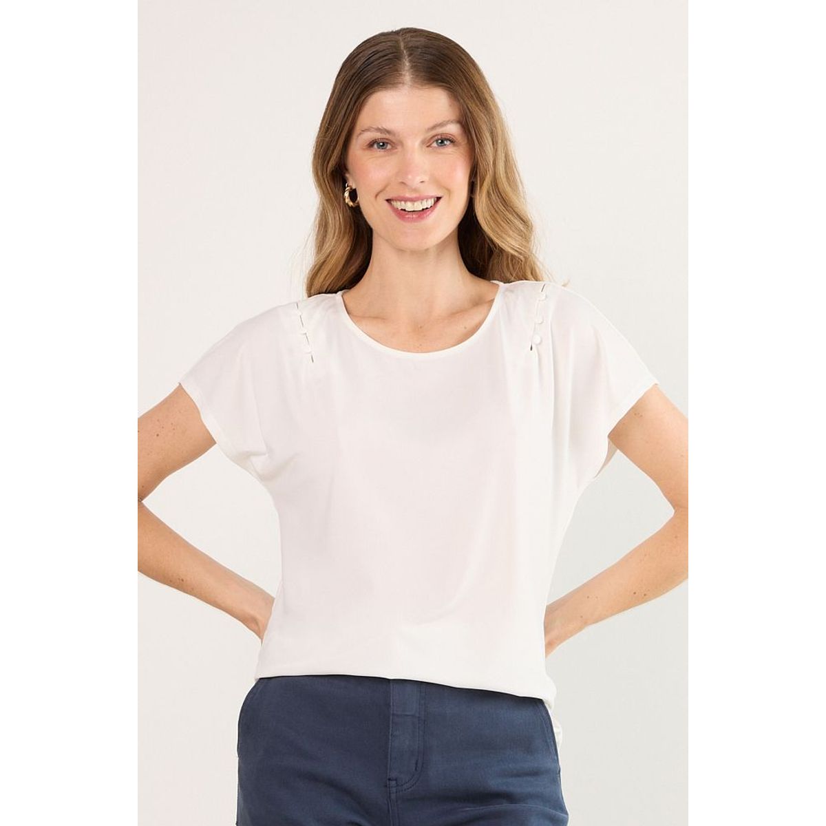 MA GRIFFE - Polera Manga Corta Mujer Blanco Magriffe