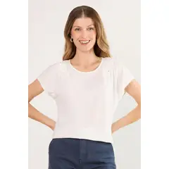 MA GRIFFE - Polera Manga Corta Mujer Blanco Magriffe