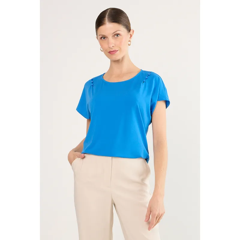 MA GRIFFE - Polera Manga Corta Mujer Azul Magriffe