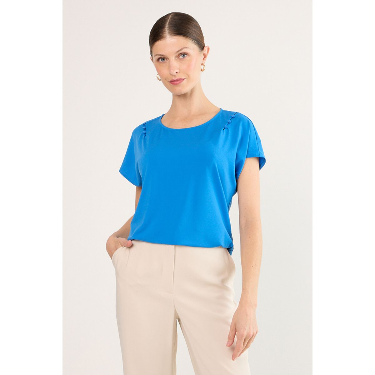 MA GRIFFE - Polera Manga Corta Mujer Azul Magriffe