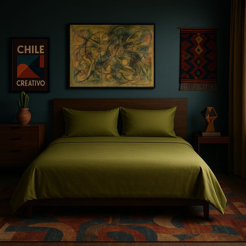 ARMONIA - Set de cama Oliva Super king 144 hilos Sin estampado
