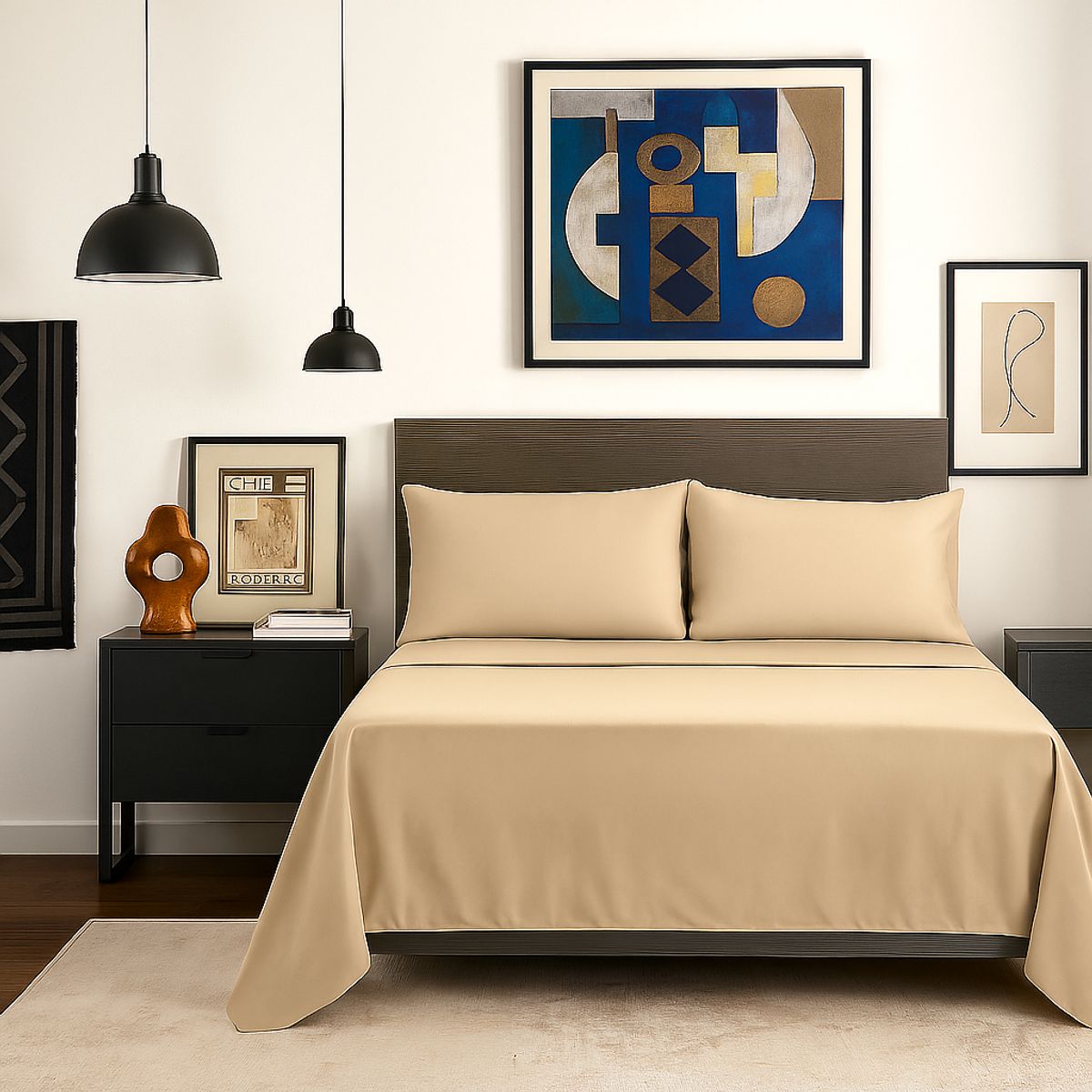 ARMONIA - Kit de sábanas Arena Super King size 144 h Sin estampado