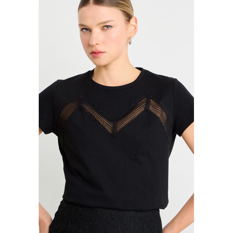 ASH - Polera Manga Corta Mujer Negro Ash