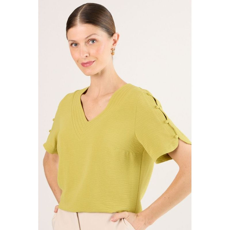MA GRIFFE - Blusas Manga Corta Mujer Verde Magriffe