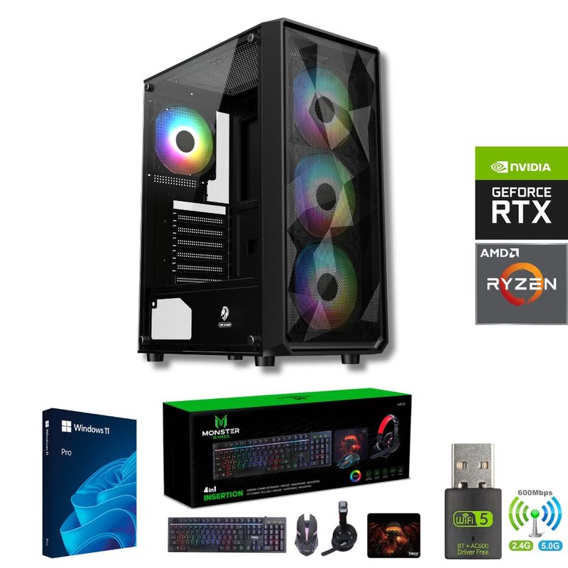 AMD CORP - Pc Gamer AMD Ryzen 5 5500 - 16GB RAM - RTX 3050 - 1TB - Wifi - PELU