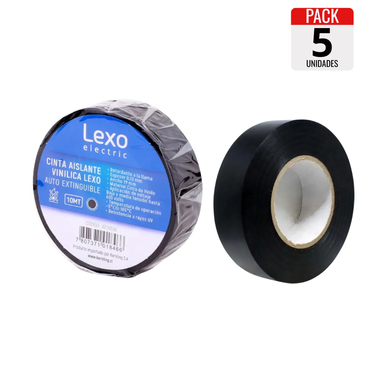 LEXO - PACK 5 CINTAS AISLADORAS LEXO COLOR NEGRO