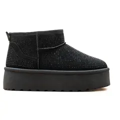 BOVINITA - Pantubota Botas Mujer Chiporro Brillos Plataforma Negra