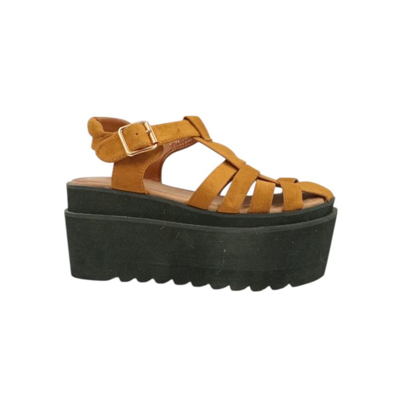 HERIEL - Sandalia Camel Plataforma