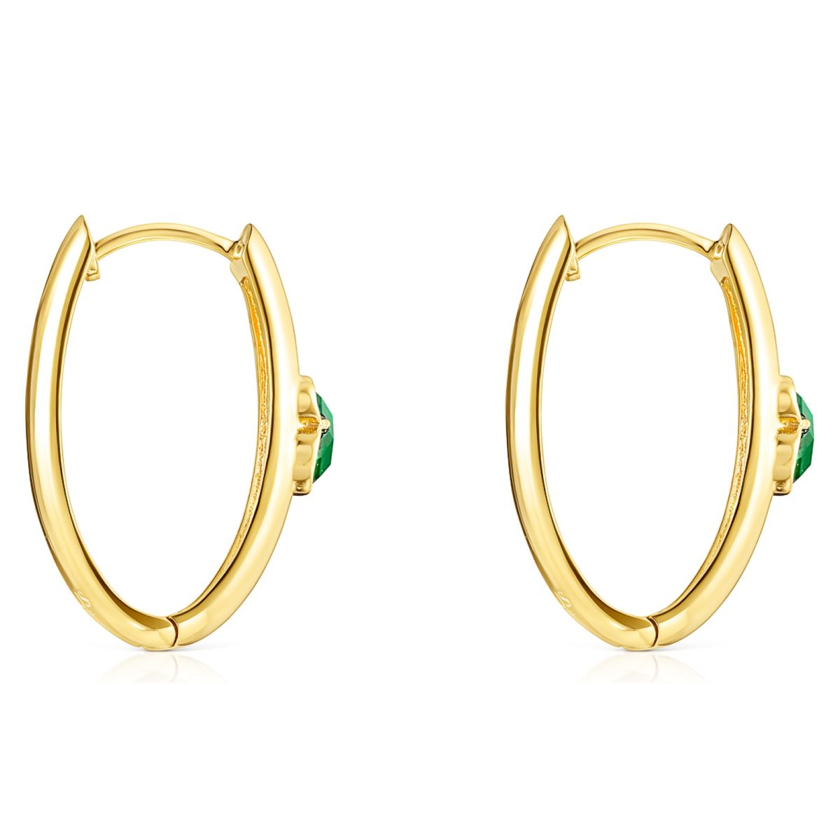 TOUS - Aros Grandes Icon Color De Plata Vermeil Y Malaquita Mujer Tous