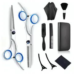GENERICO - SET DE PELUQUERIA TIJERAS ENTRESECADORA ACCESORIOS 10PCS