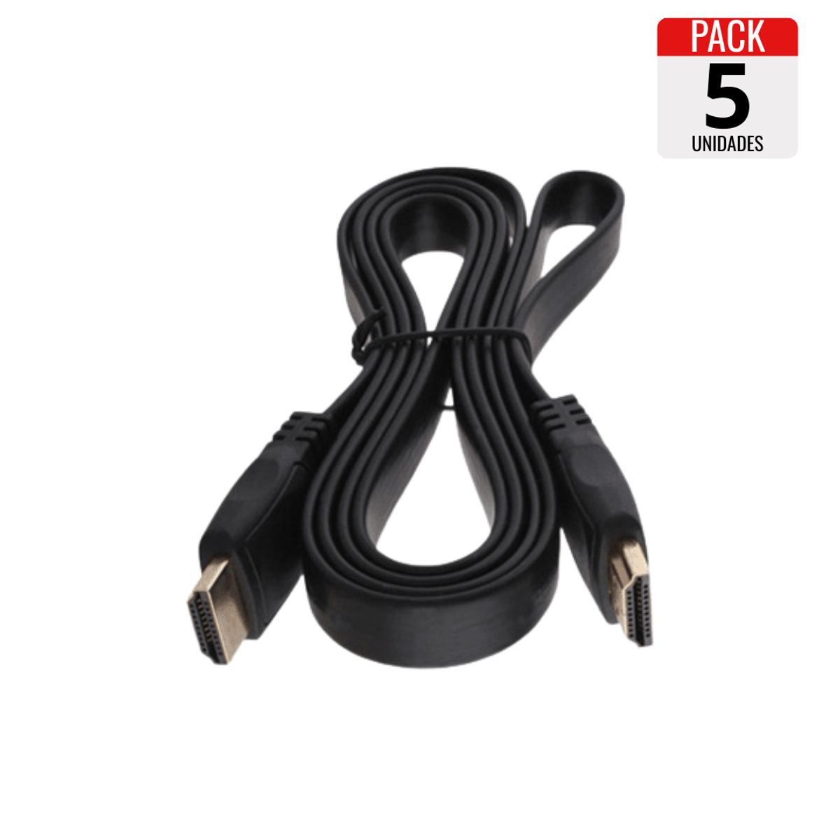 GENERICO - Cable HDMI Plano 3 Metros Full HD 1080p – Pack x5
