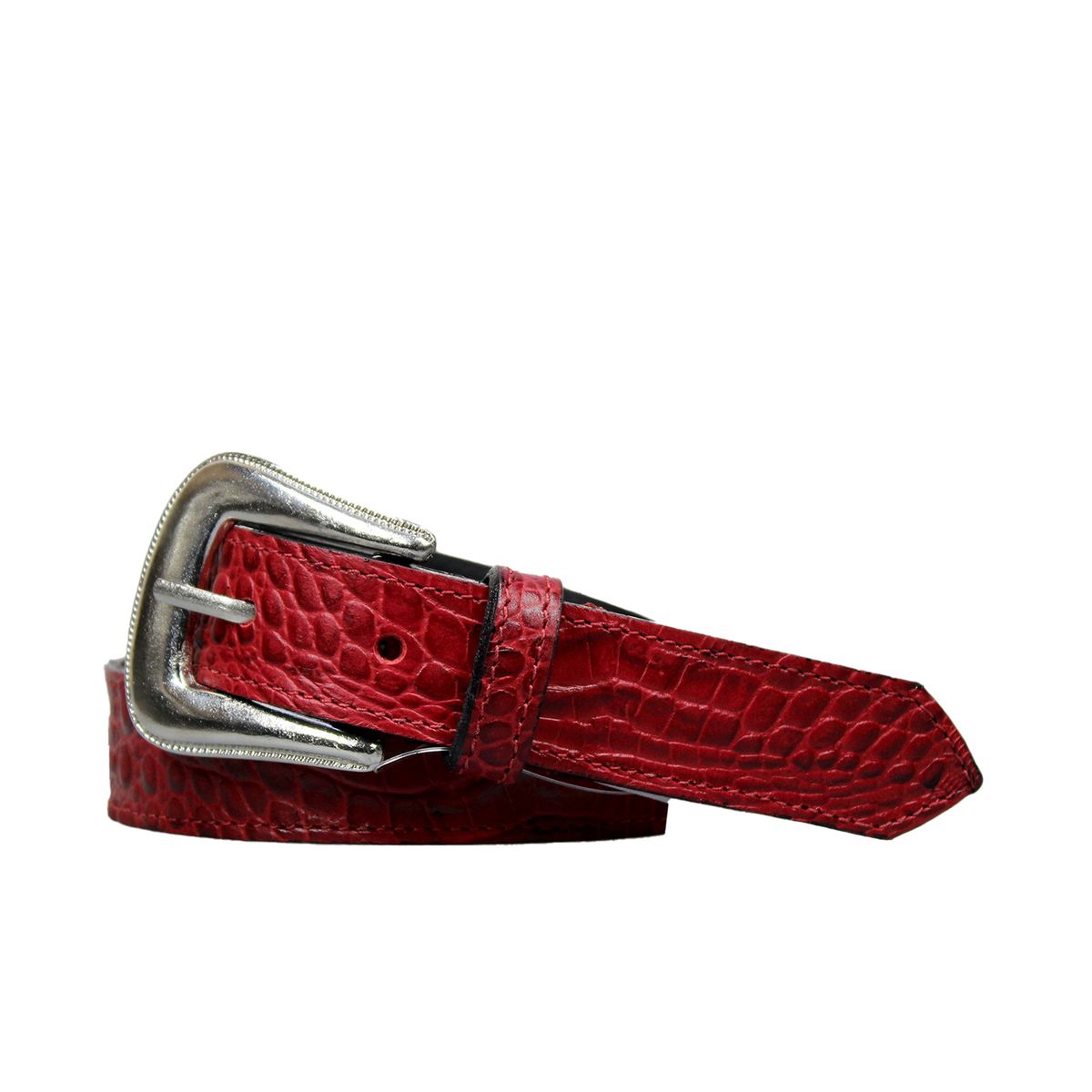 NICOLETTA - Cinturón Cuero Genuino Anturia rojo