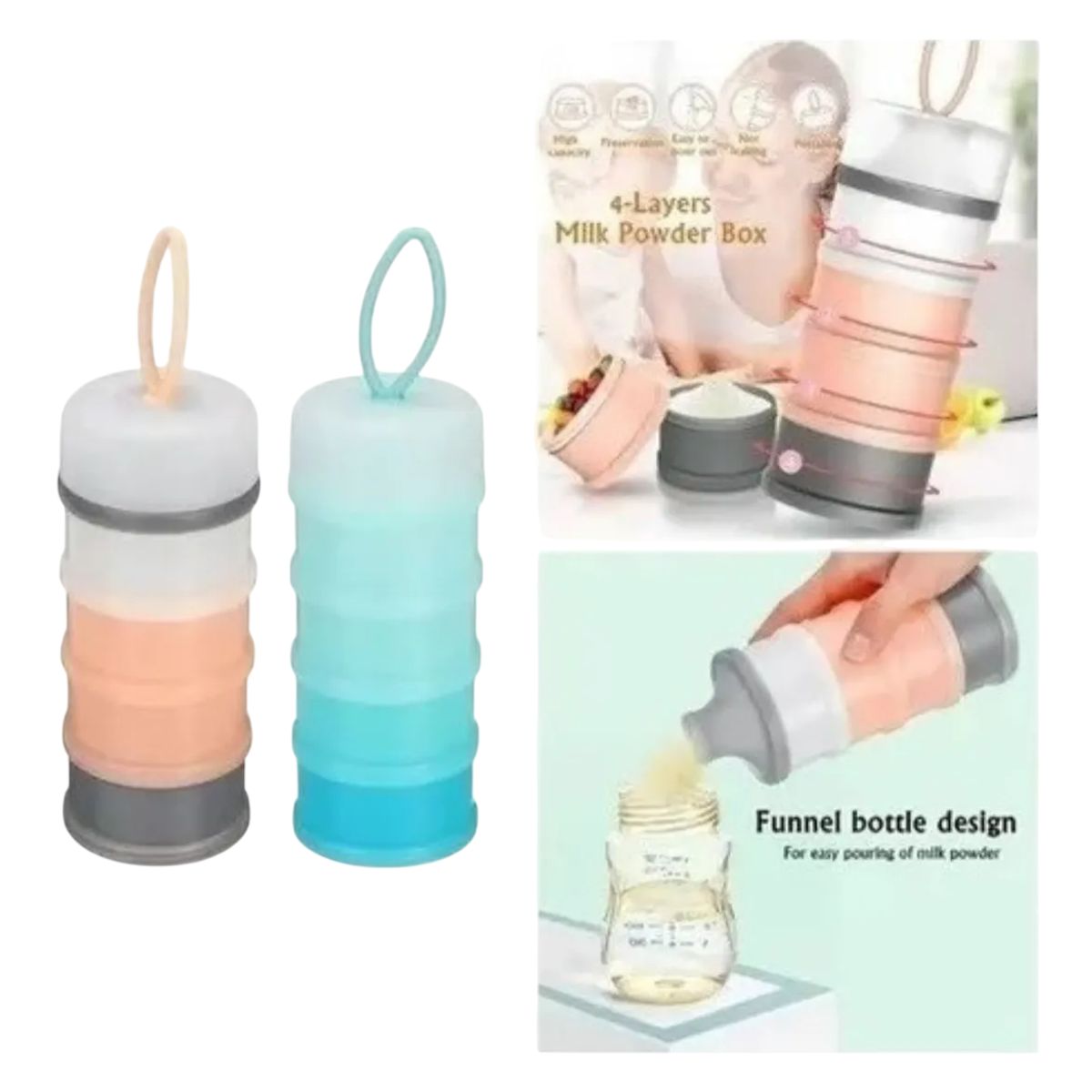 GENERICO - Dispensador 4 Niveles De Leche Alimentos Para Bebes Portátil