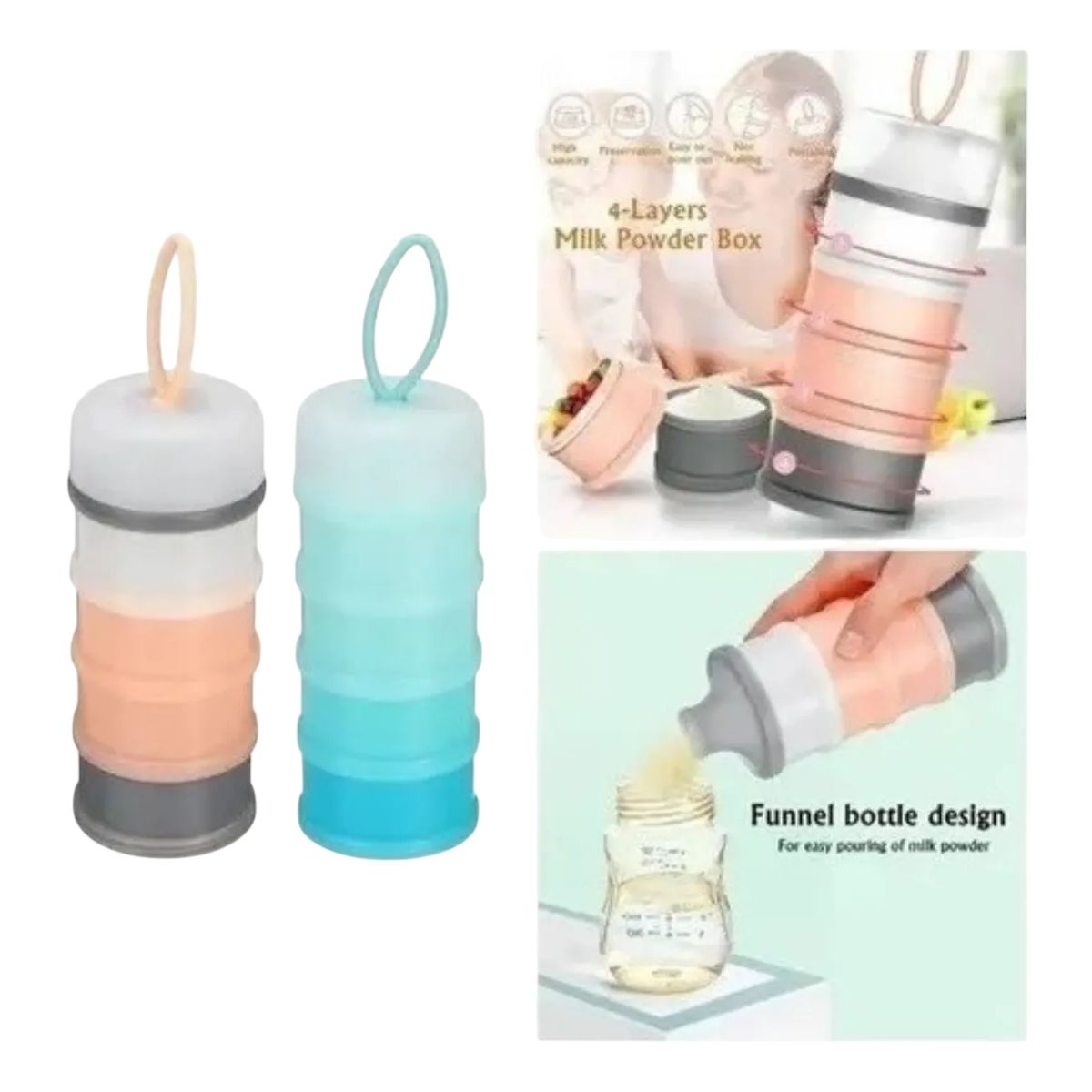 GENERICO - Dispensador 4 Niveles De Leche Alimentos Para Bebes Portátil