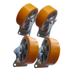 SANPLAST - Pack 4 Rueda 150mm 1600kg Aluminio 2 fija 2 moviles con freno