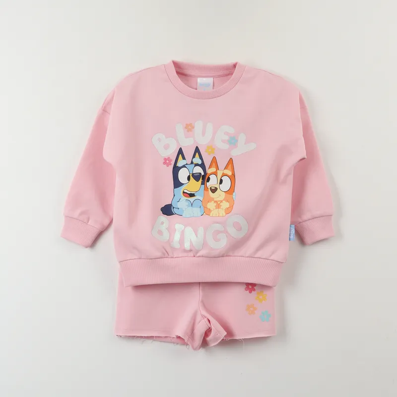 BLUEY - Conjunto Comfy Niña Rosado Bingo Y Bluey