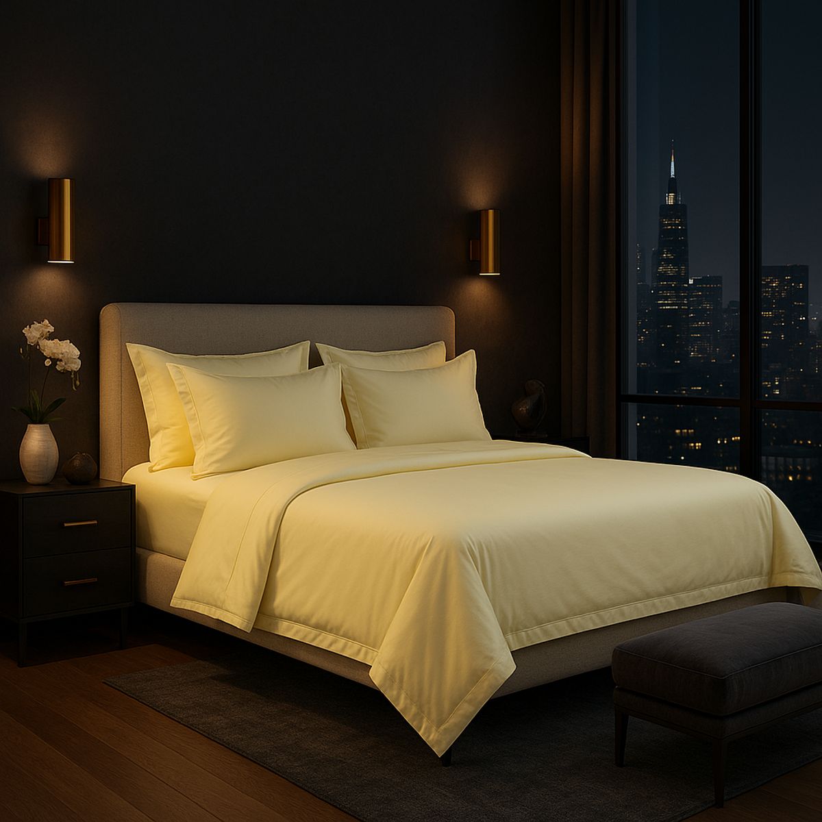 ARMONIA - Juego de Sábanas Signature 800 hilos Amarillo Pastel Queen