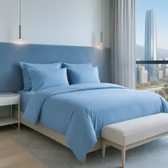 ARMONIA - Juego de Sábanas Signature 800 Hilos Azul 2 Plazas