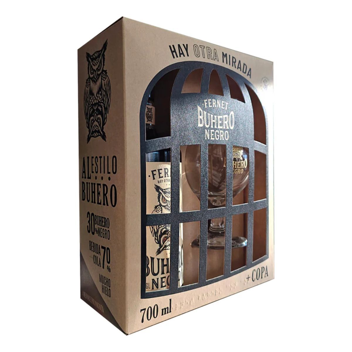 FERNET - Pack Buhero Fernet Buhero Negro 39°alc 700cc + Copa Buhero