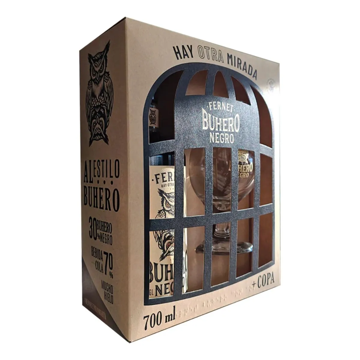 FERNET - Pack Buhero Fernet Buhero Negro 39°alc 700cc + Copa Buhero