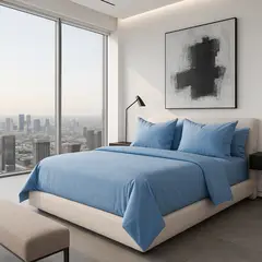 ARMONIA - Set de Sábanas Signature 800 Hilos Azul Celeste Queen