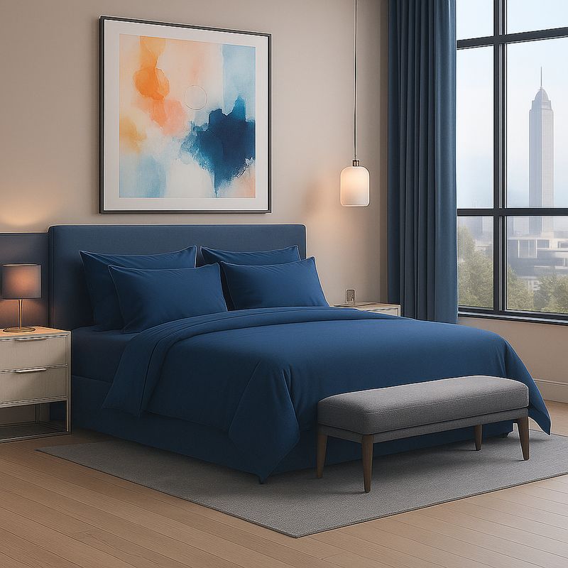 ARMONIA - Ropa de Cama Signature 800 hilos Azul 2 Plazas