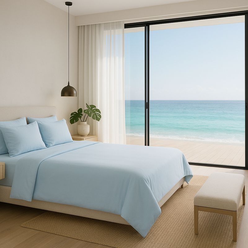 ARMONIA - Set de Cama Signature 800 Hilos Azul Celeste 2 Plazas