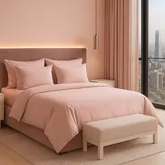 ARMONIA - Set de Sábanas Signature 800 Hilos Rosa Claro 2 Plazas