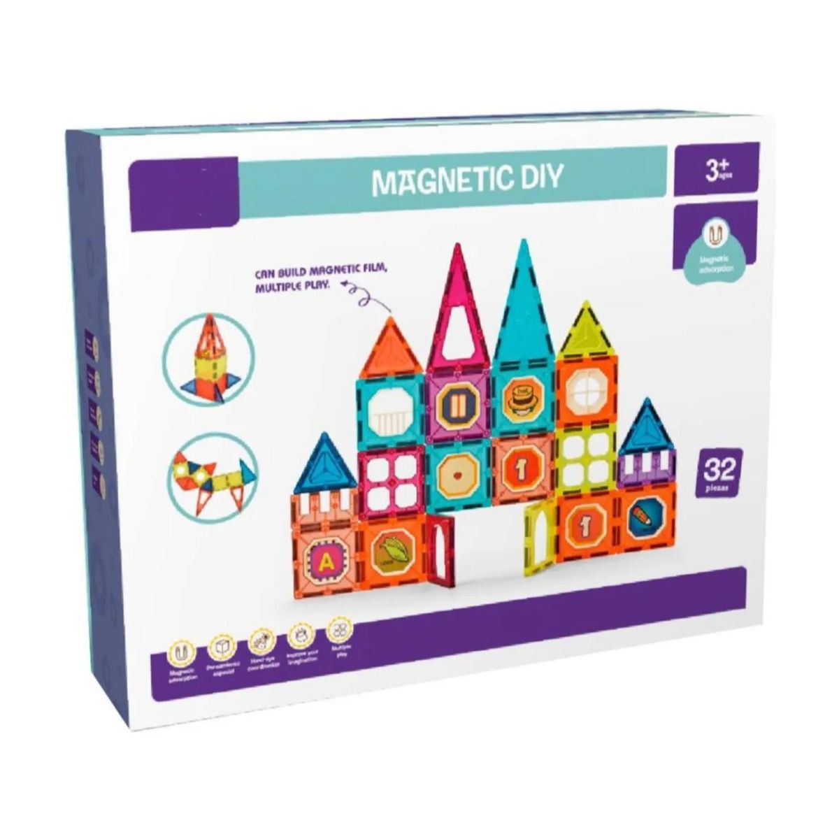GENERICO - Juguete Bloques Magneticos 32PZS De Construccion Infantil