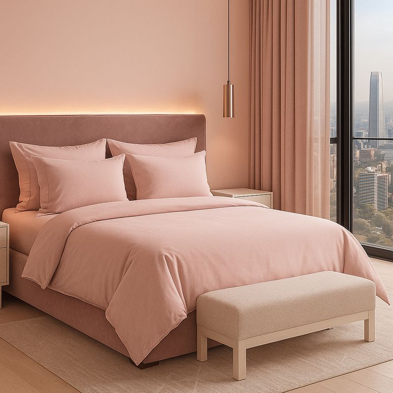 ARMONIA - Conjunto de Sábanas Signature 800 Hilos Rosa Claro 2 Plazas
