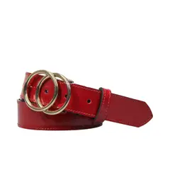 NICOLETTA - Cinturón Cuero Genuino Azalea rojo