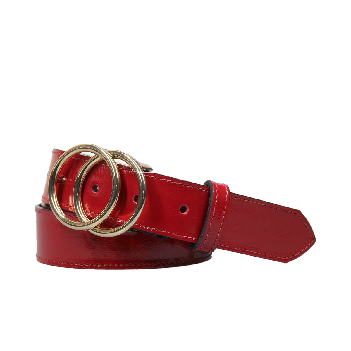 NICOLETTA - Cinturón Cuero Genuino Azalea rojo