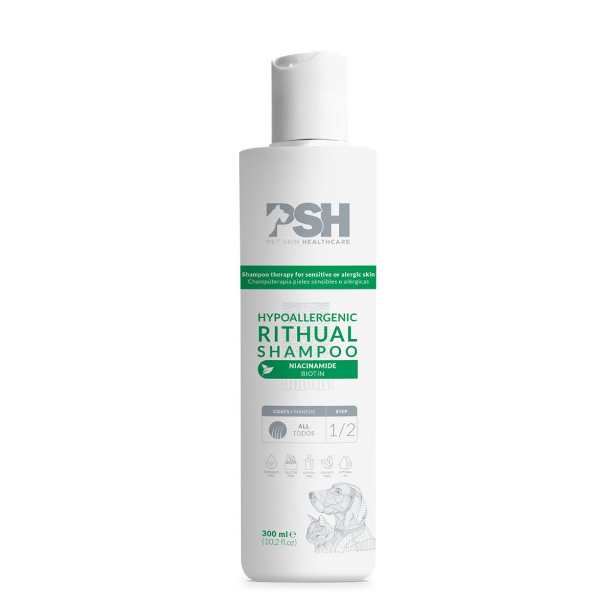 GENERICO - Shampoo Pieles Sensibles o Alérgicas para Mascotas Hypoallergenic Rithual PSH 300 ML