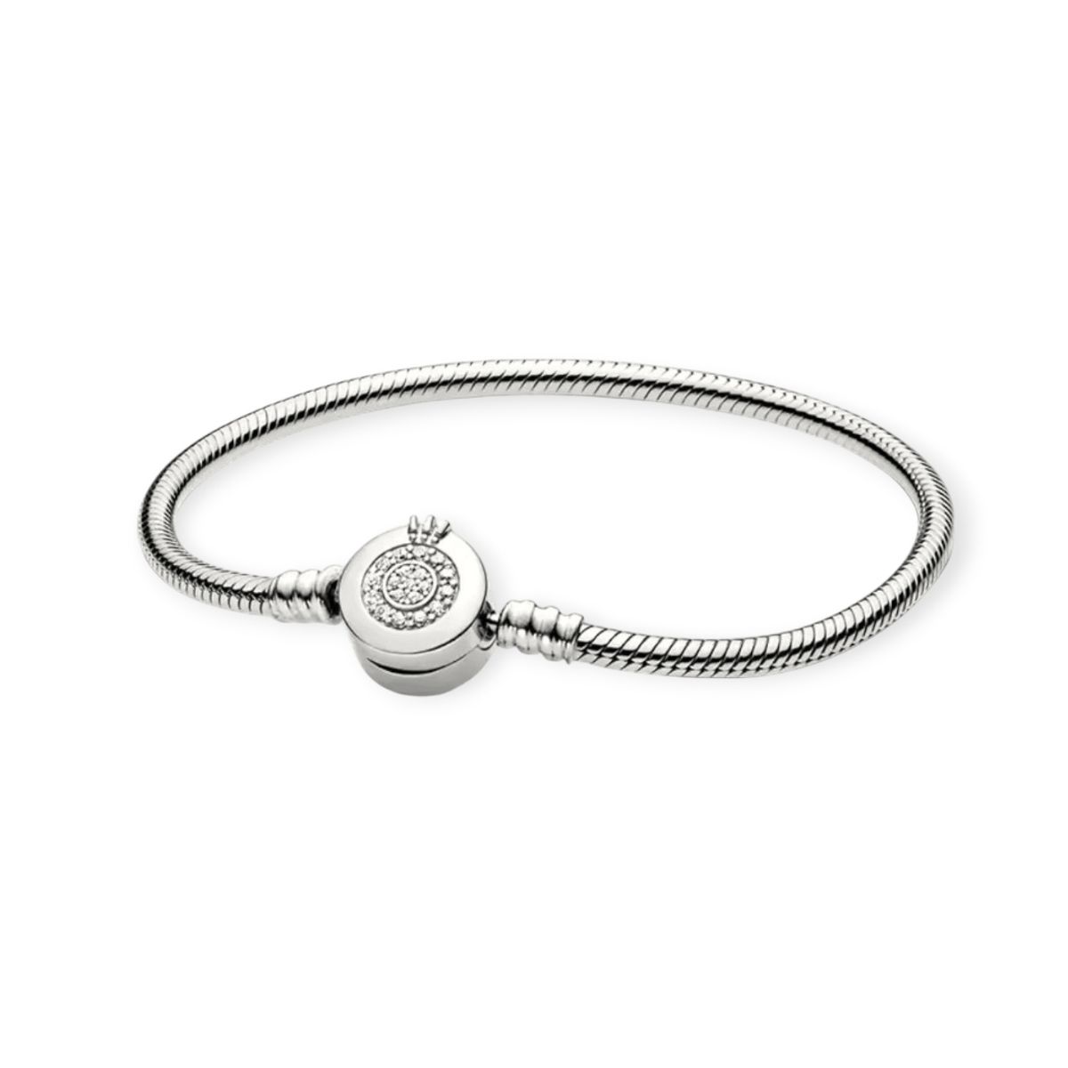 GENERICO - Pulsera chapada en Plata 925 con Broche de Corona con pedreria
