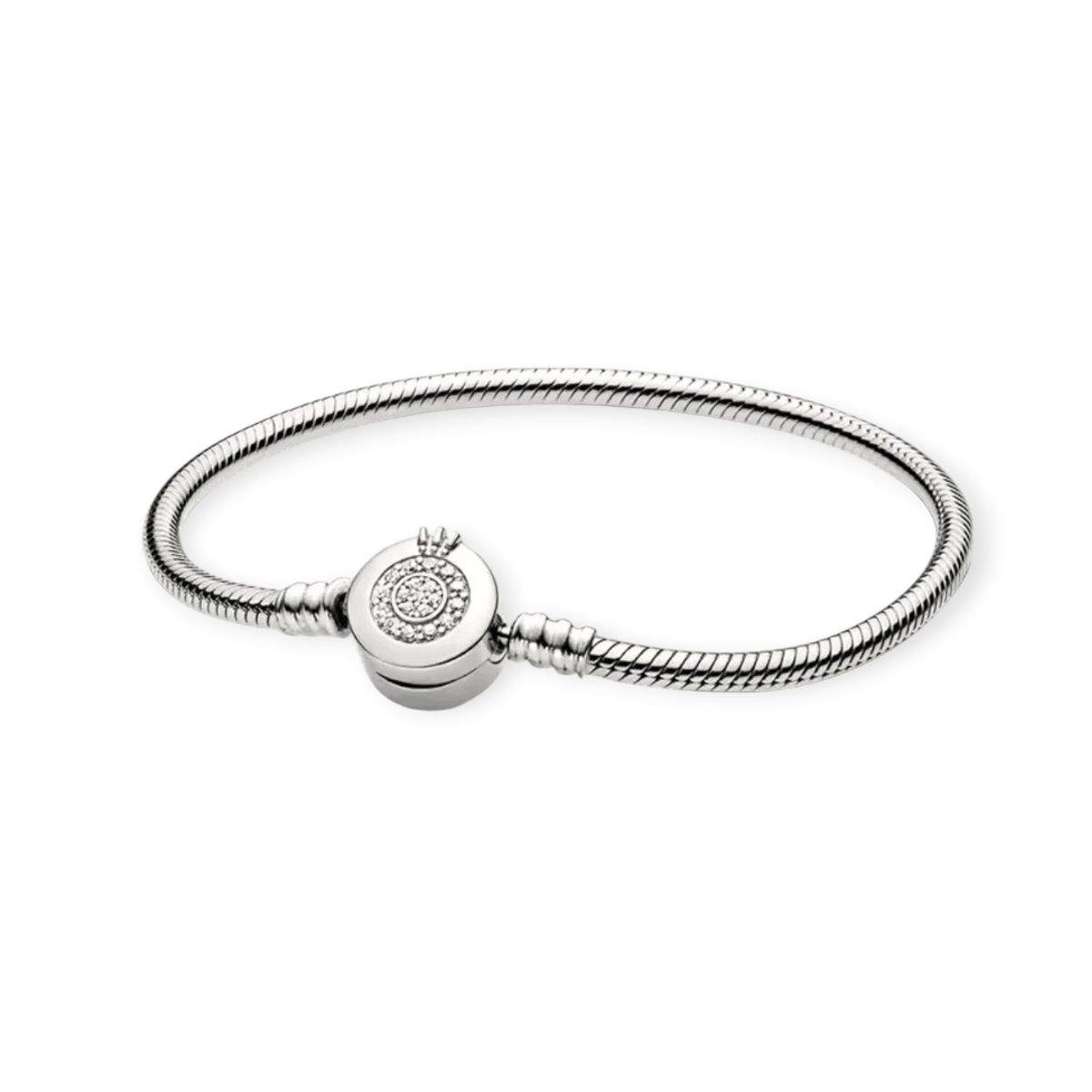 GENERICO - Pulsera chapada en Plata 925 con Broche de Corona con pedreria