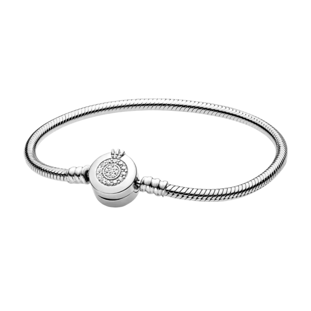 GENERICO - Pulsera chapada en Plata 925 con Broche de Corona con pedreria