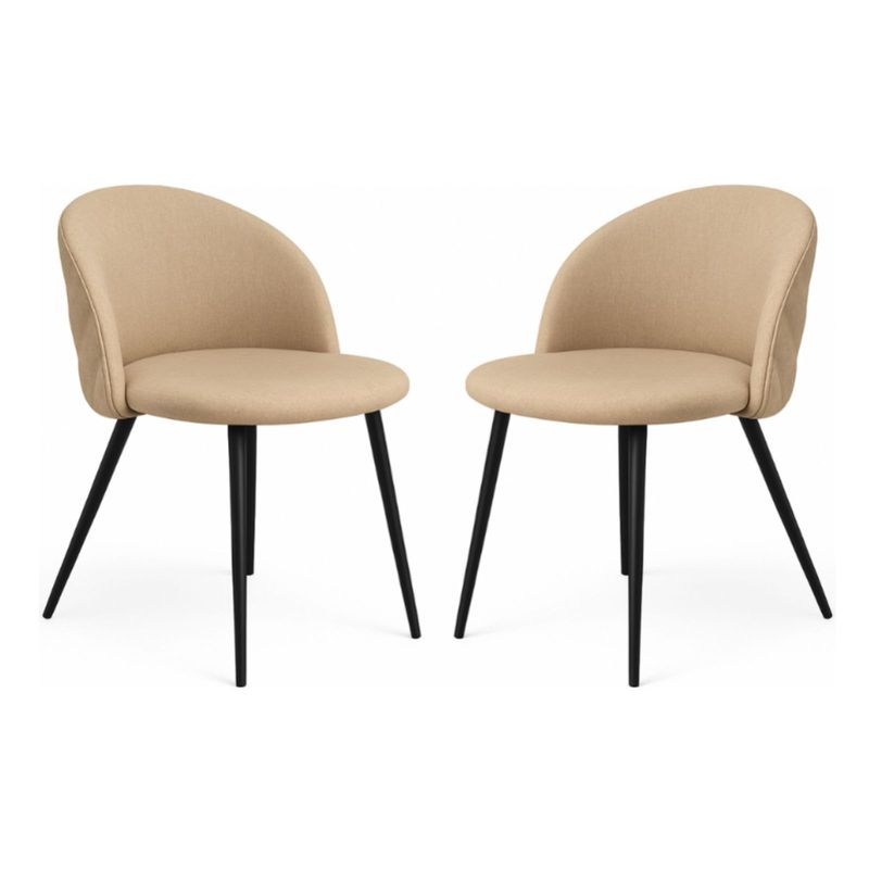 HABITA2 CHILE - Pack 2 Silla de comedor Nordic Lino Black - Beige