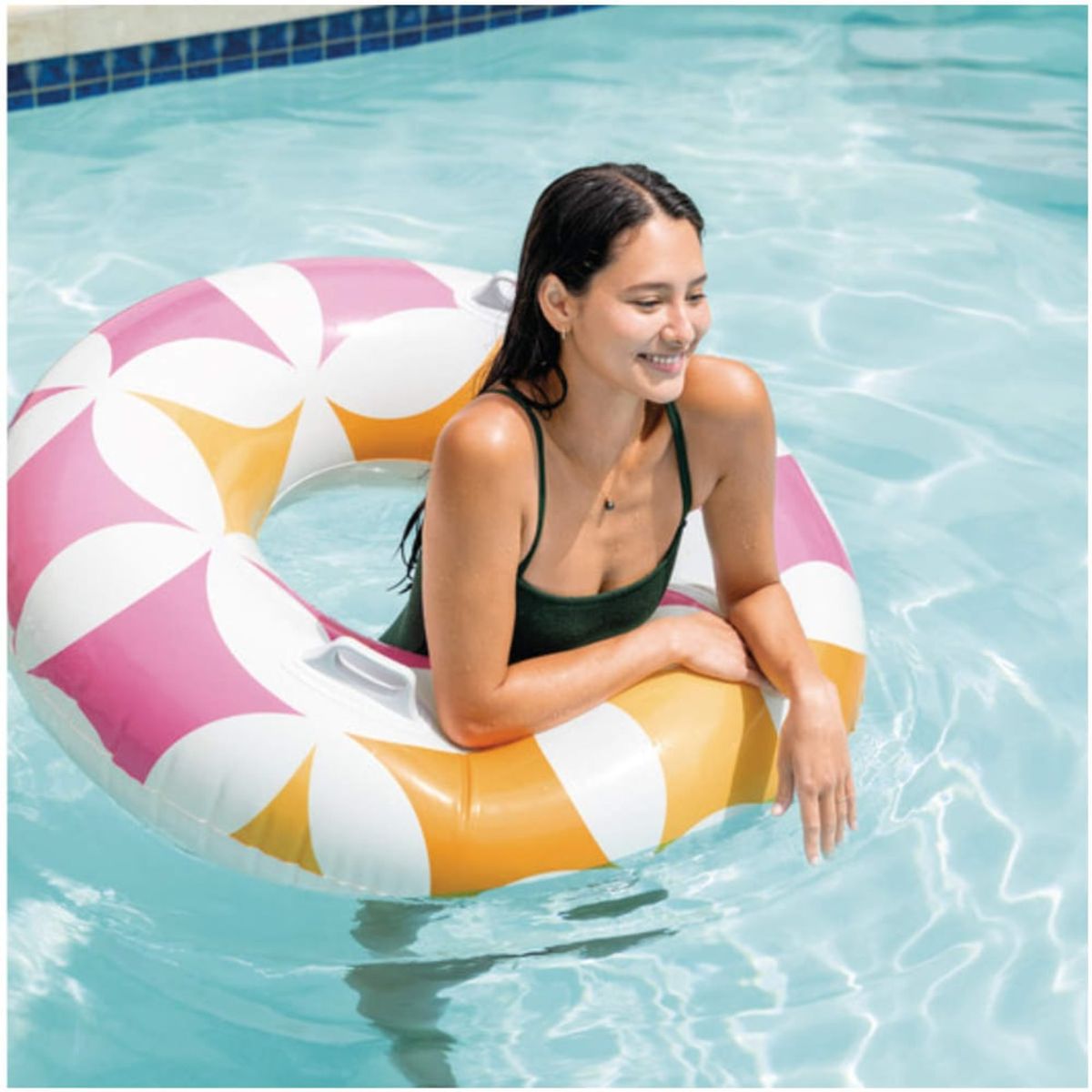 INTEX - Flotador Inflable Vintage INTEX con Asas de Sujeción 114 cm