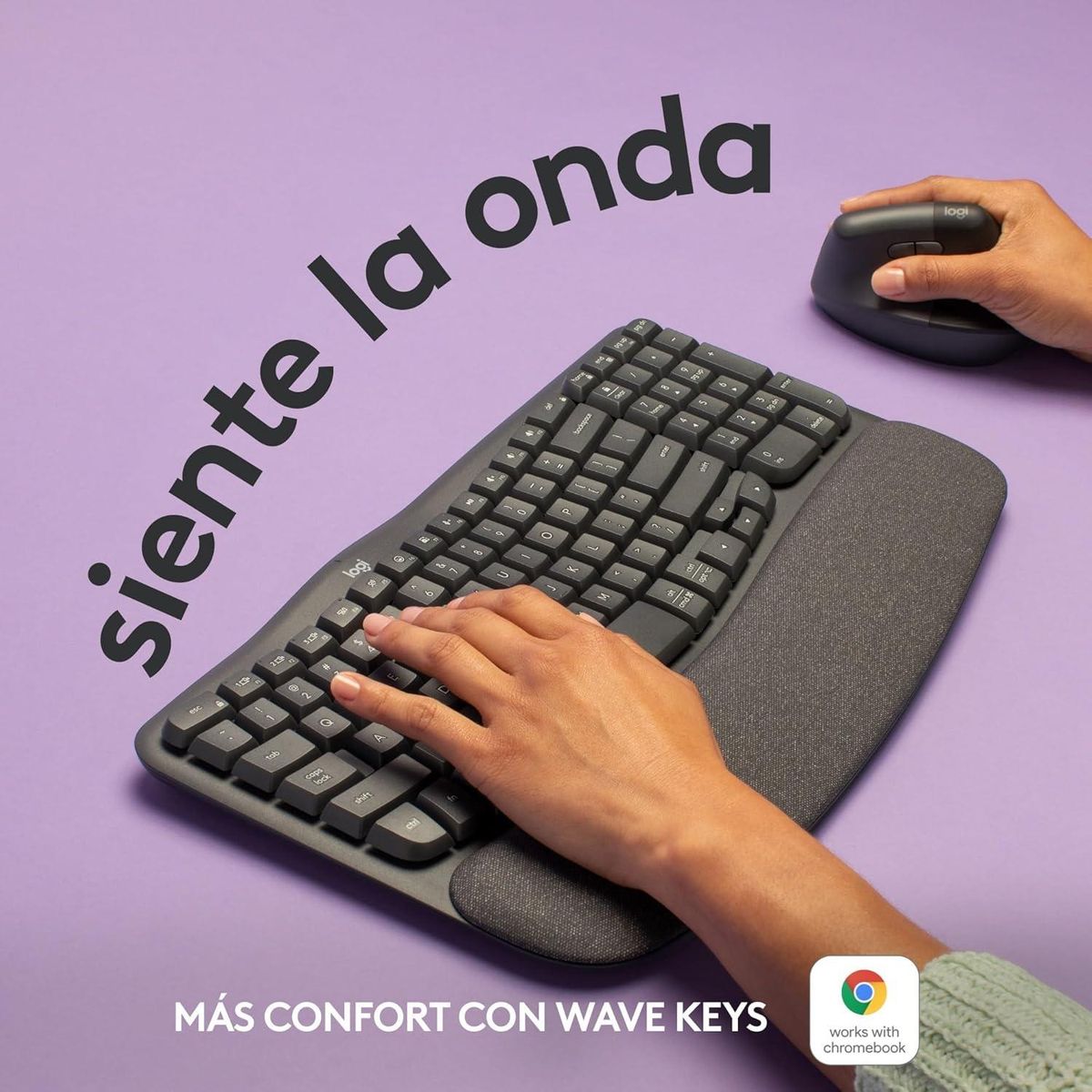 LOGITECH - Logitech Wave Keys, Teclado ergonómico inalámbrico