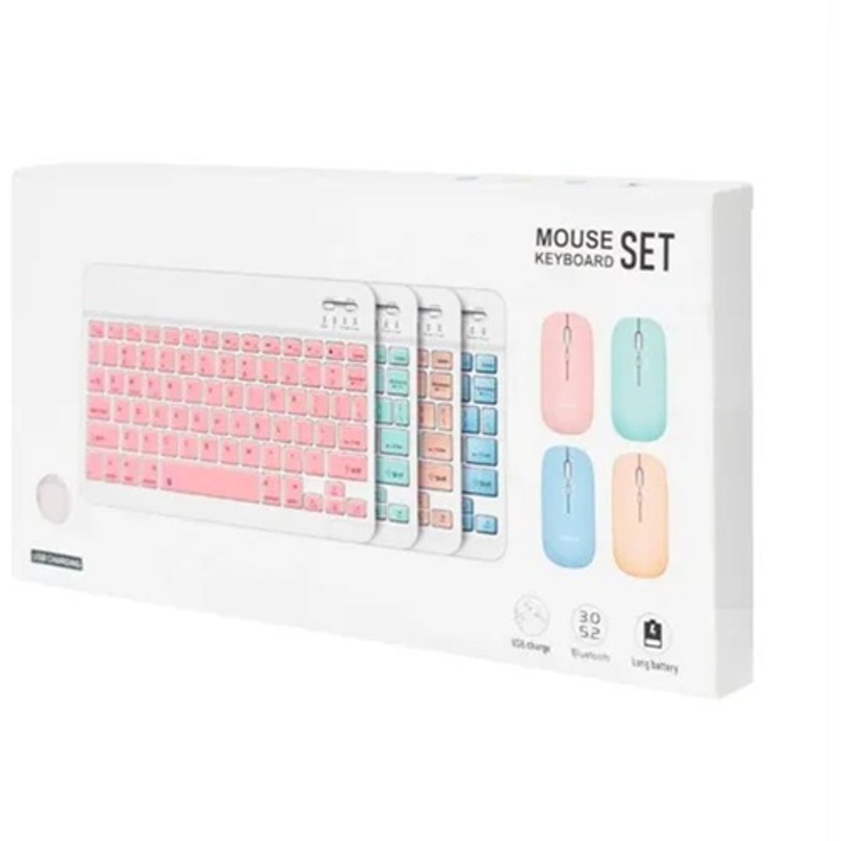 GENERICO - Set de Teclado y mouse AS-110 rosado y azul