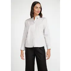 CANADIENNE - Blusa Rayada Mujer Algodón Arena