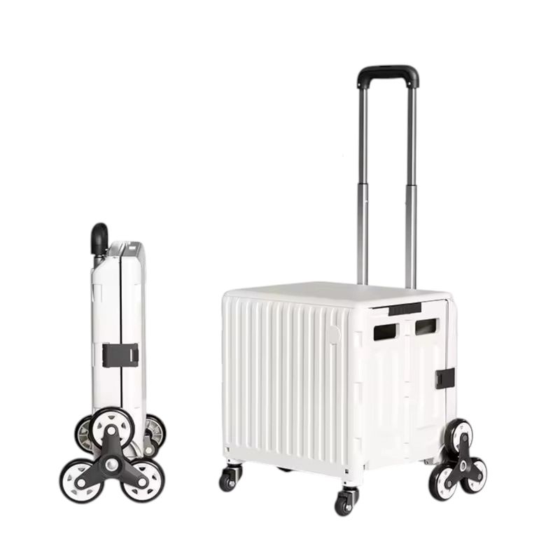 GENERICO - Carrito Compras Plegable Ruedas Trepadoras 30L color Beige