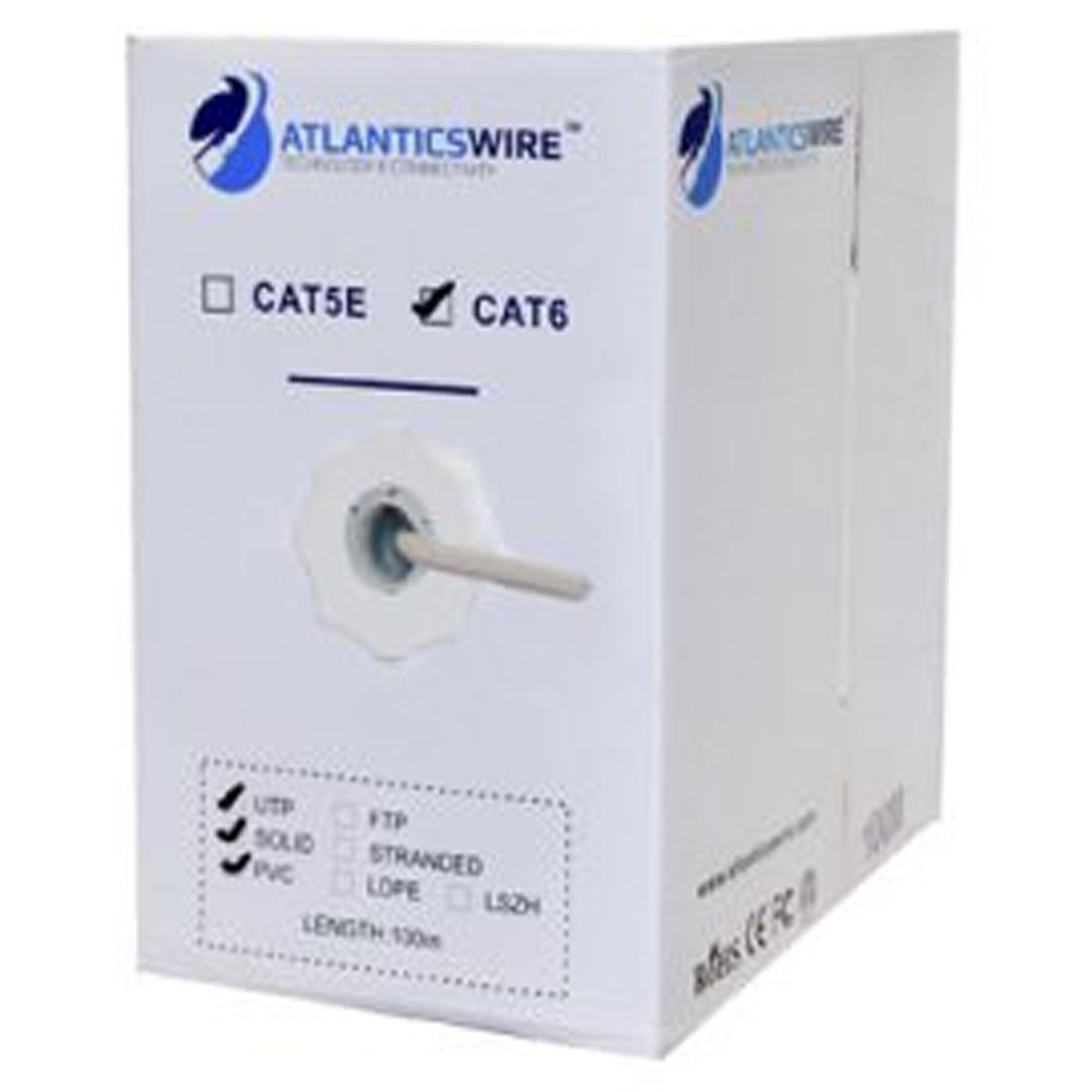 ATLANTICSWIRE - CABLE UTP CAT6 100 MTS, 23 AWG, CCA PVC. GRIS. ATLANTICSWIRE