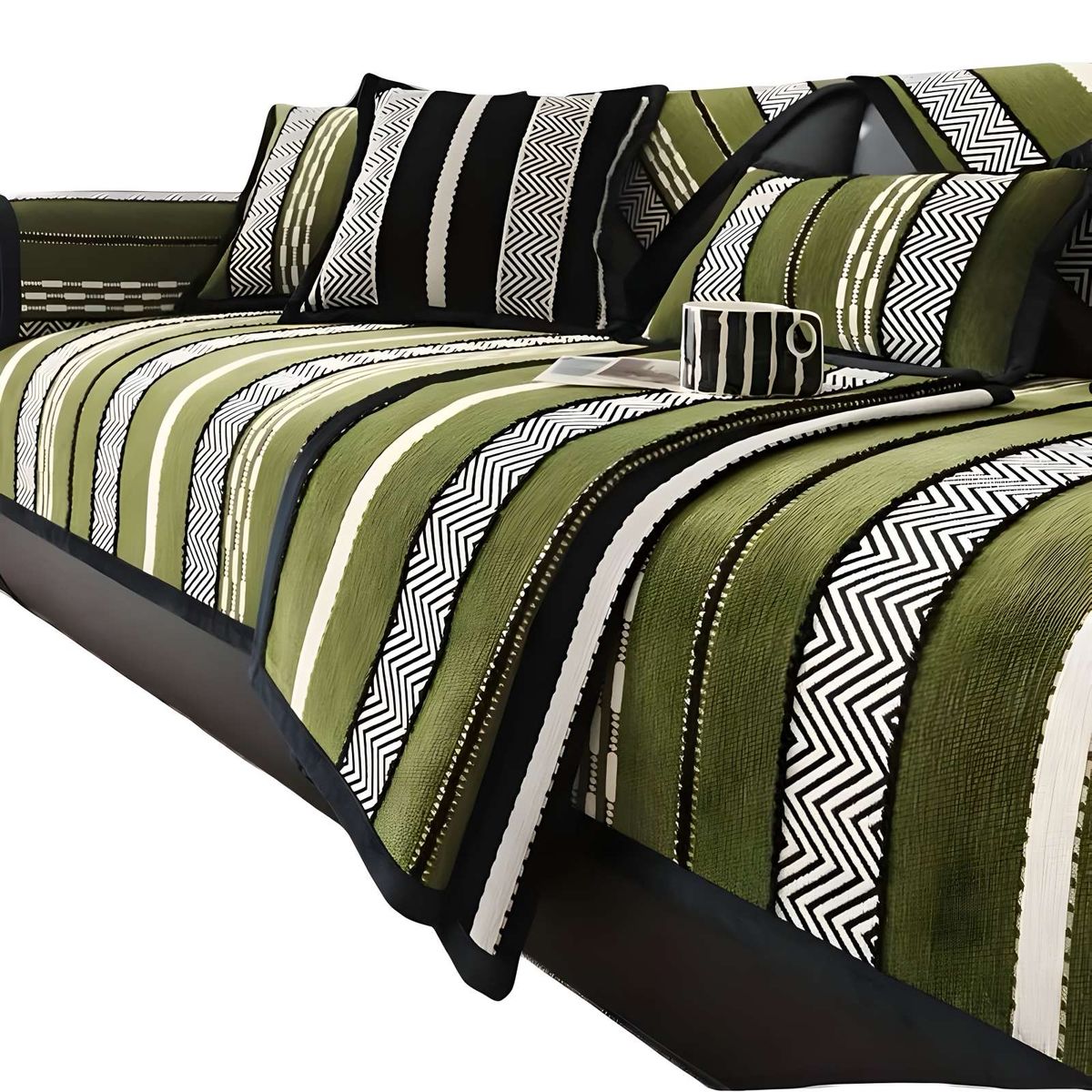 GENERICO - FUNDA SOFA MAT 5 PIEZAS CON DISEÑO R3 VERDE