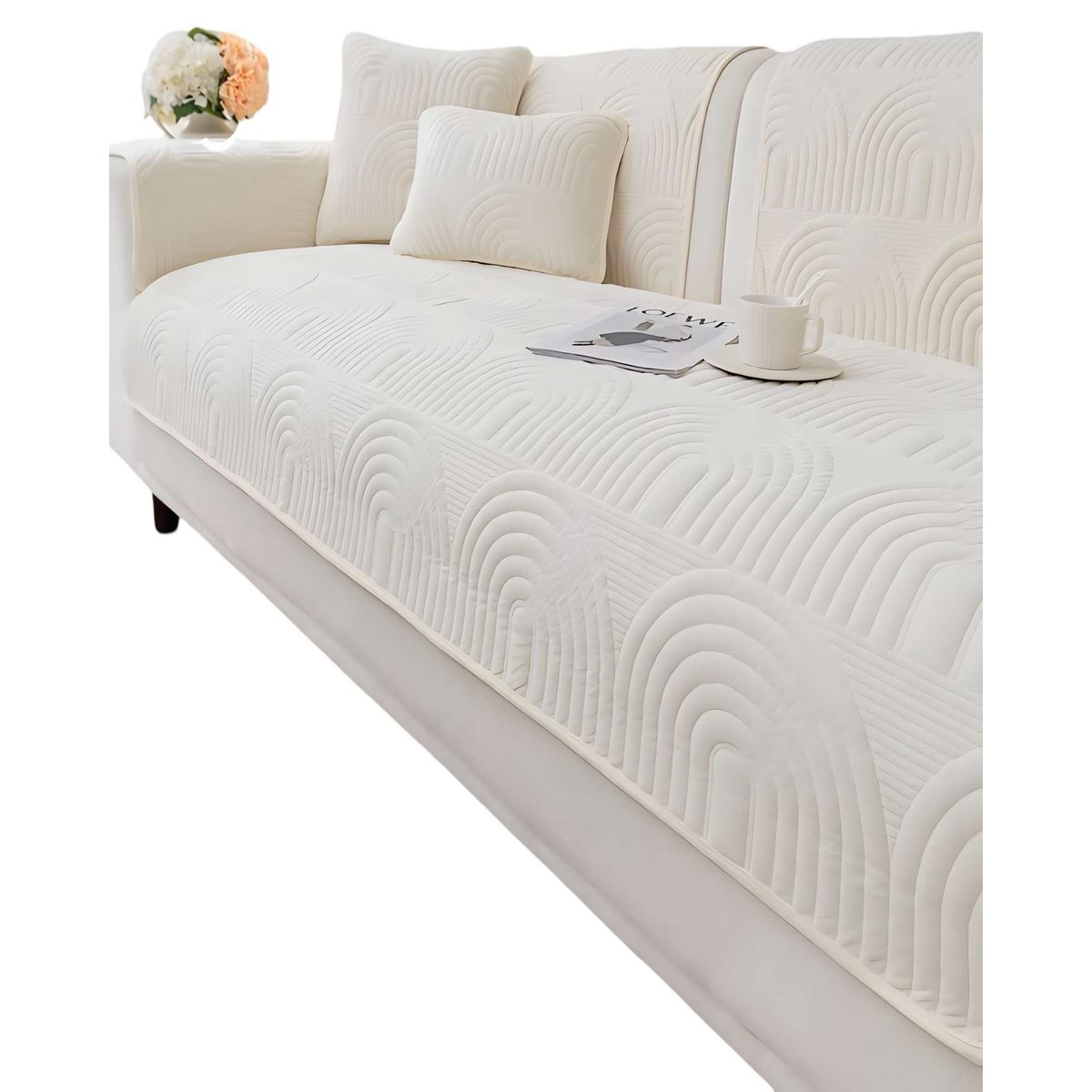 GENERICO - FUNDA SOFA MAT 5 PIEZAS CON DISEÑO J2 BLANCO
