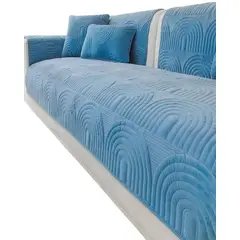 GENERICO - FUNDA SOFA MAT 5 PIEZAS CON DISEÑO J4 CELESTE