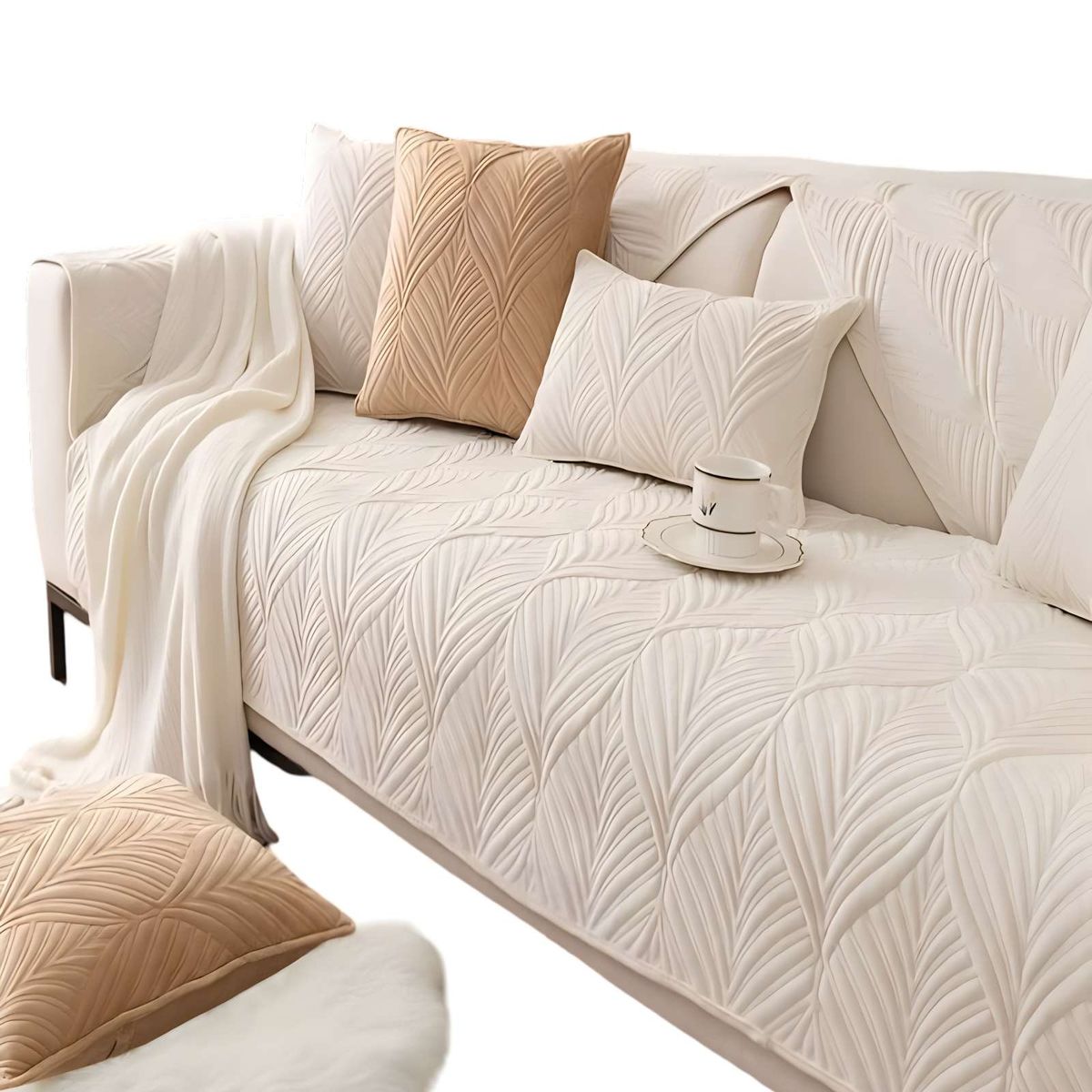 GENERICO - FUNDA SOFA MAT 5 PIEZAS CON DISEÑO G1 BLANCO