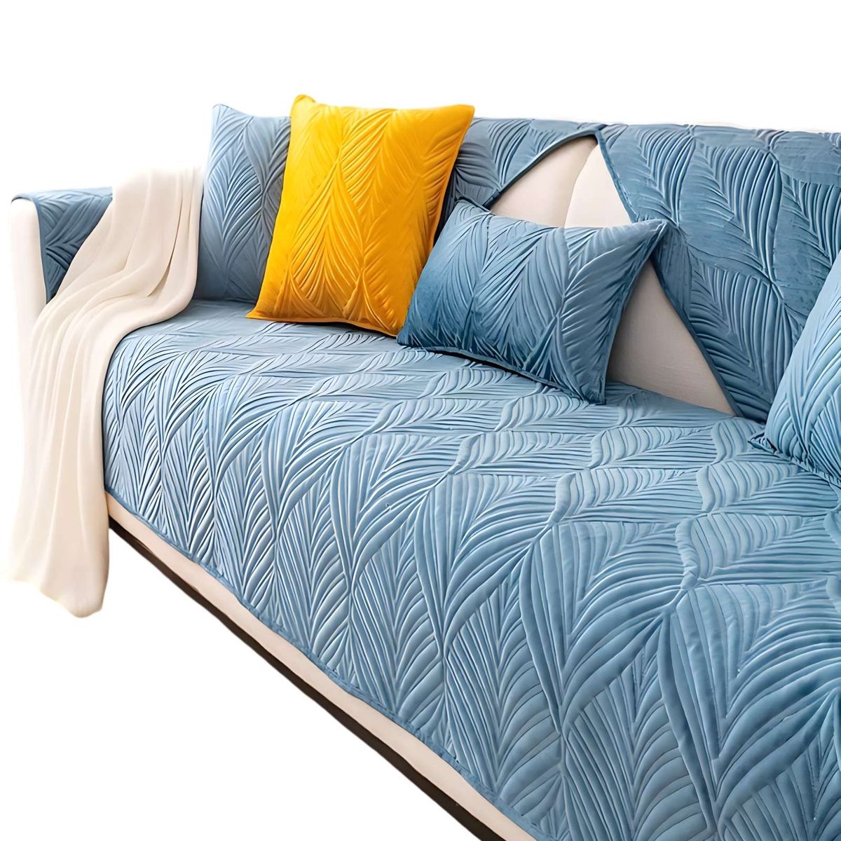 GENERICO - FUNDA SOFA MAT 5 PIEZAS CON DISEÑO G4 CELESTE