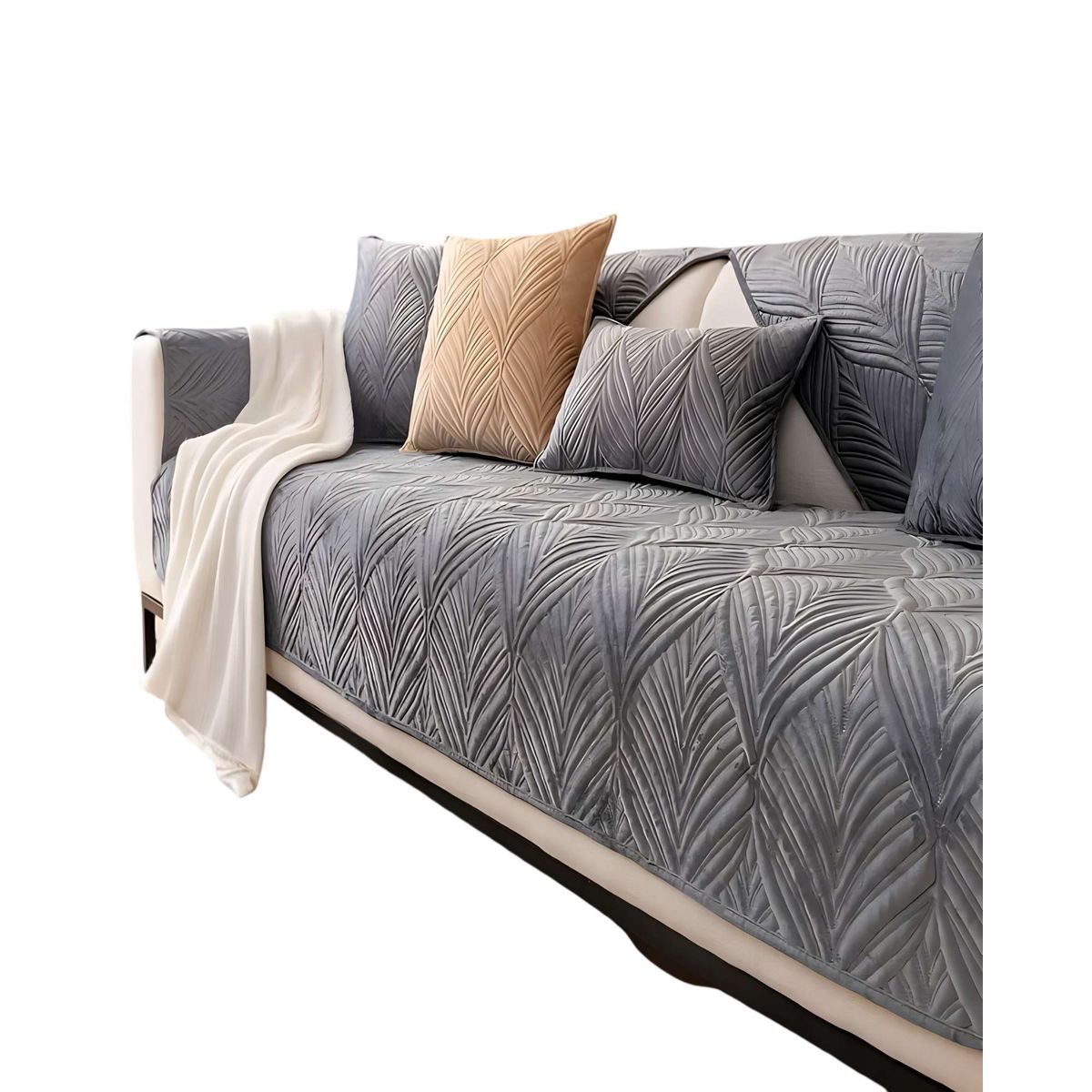 GENERICO - FUNDA SOFA MAT 5 PIEZAS CON DISEÑO G6 GRIS