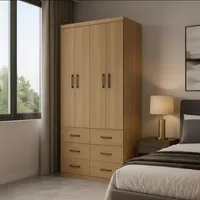 Clóset 4 Puertas 6 Cajones 100x182x40 cm Roble